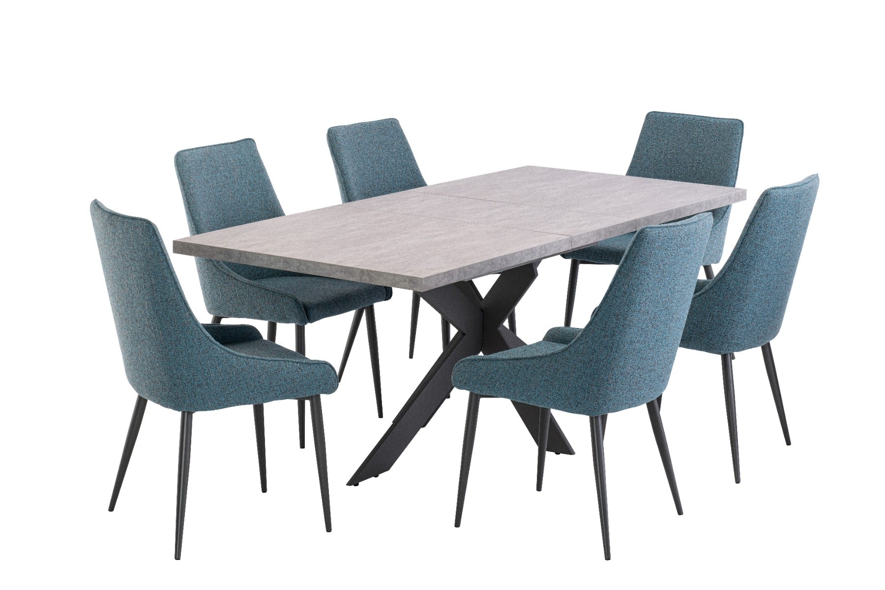 Rimini Extending Table W/Rimini Teal Chairs