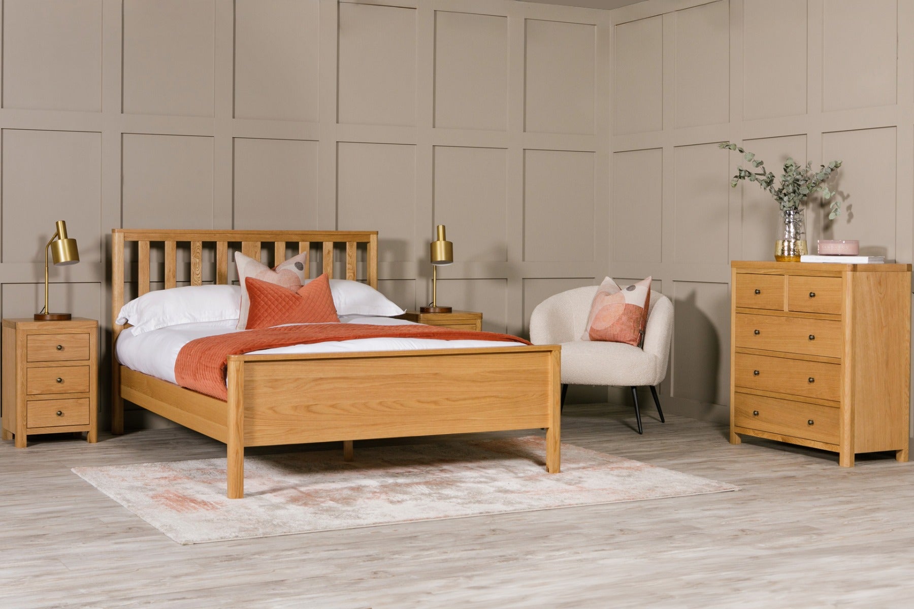 Renata 5' Bed-low footboard - Oak Natural