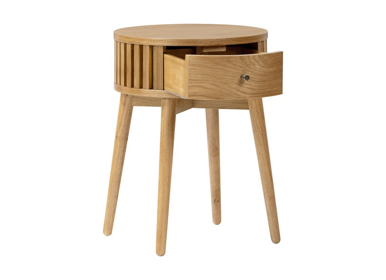 Soho Round Table W/Drawer - open