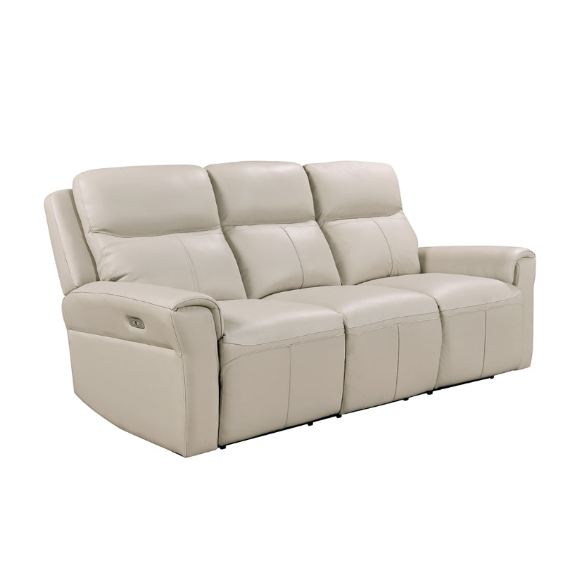 Russo 3 Seat Leather Electric Recliner - Stone