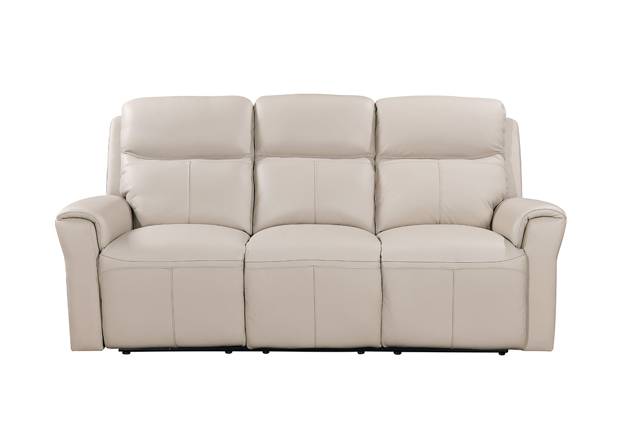 Russo 3 Seat Leather Electric Recliner - Stone