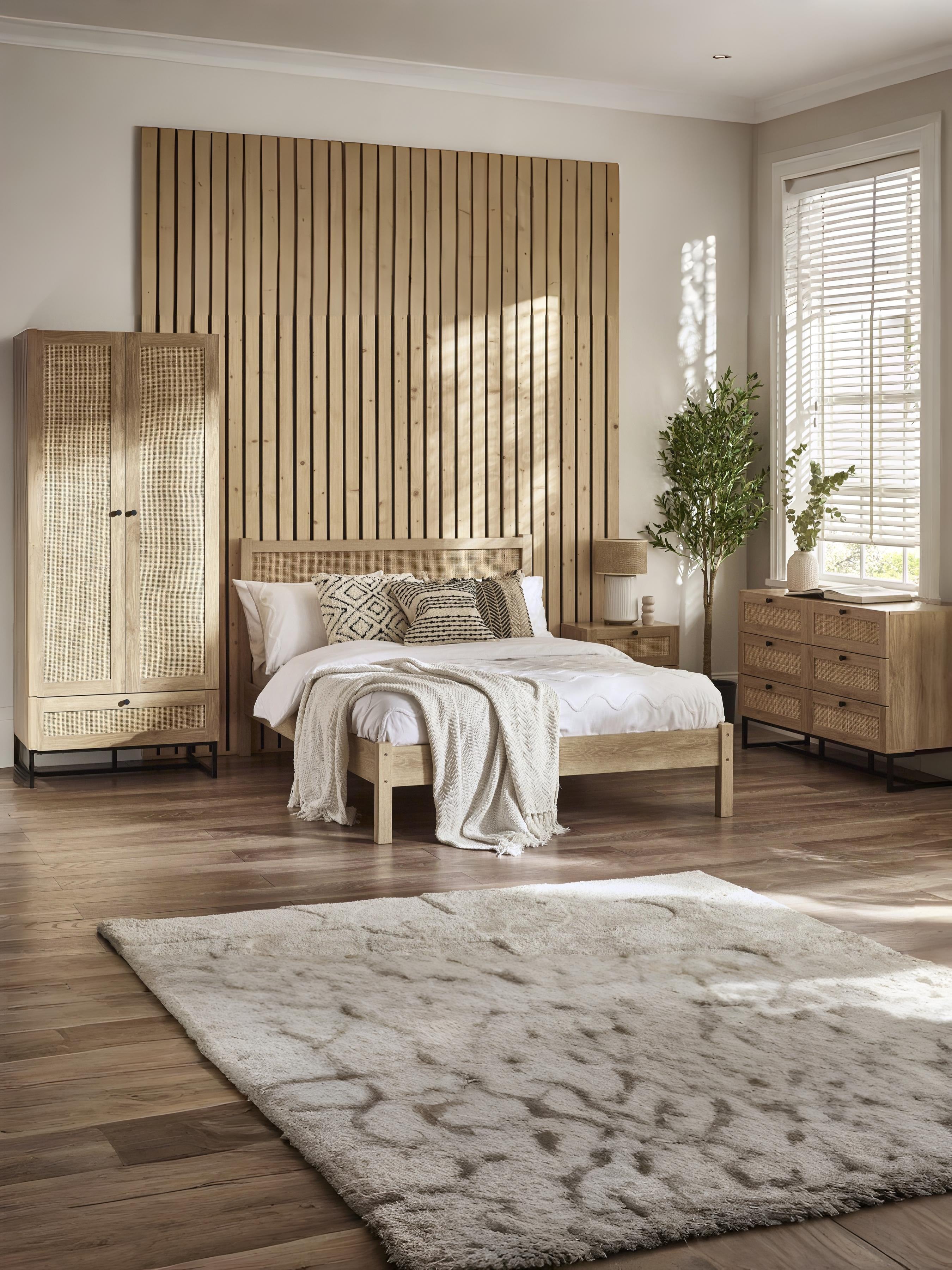 Padstow Rattan 150Cm King Bed - Oak