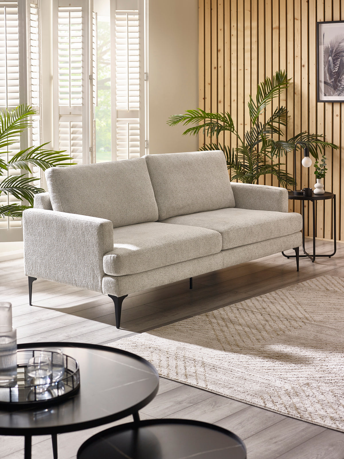 Carrera Oyster Cream Chenille 3 Seater Sofa (oos)
