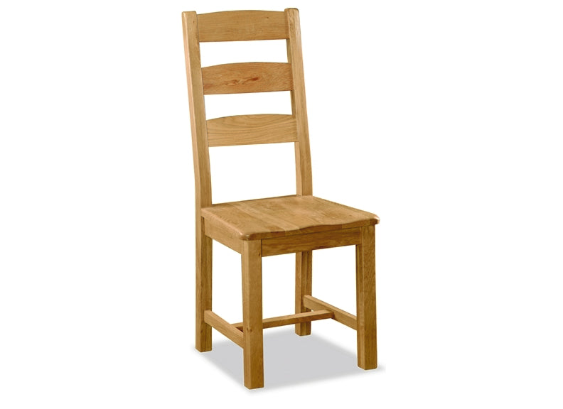 Set Of Two Salisbury Oak Slatted Chairs with Solid Seats