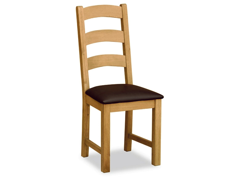 Set Of Two Salisbury Oak Slatted Chairs With PU Seat