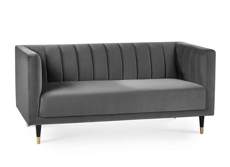 Salma Scalloped 3+2+1 Sofas - Grey | Luxurious Velvet Sofas with Brass Tip Legs
