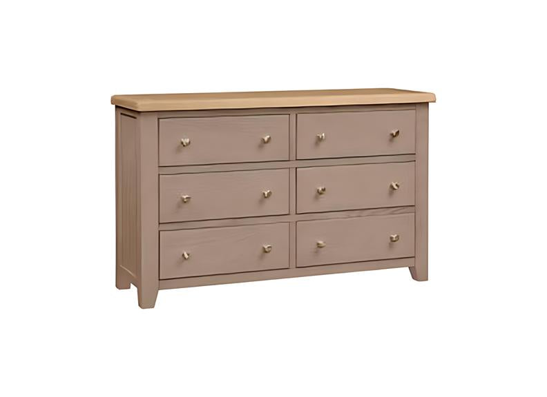 Salou Brushed Oak Wide Six Drawer Chest