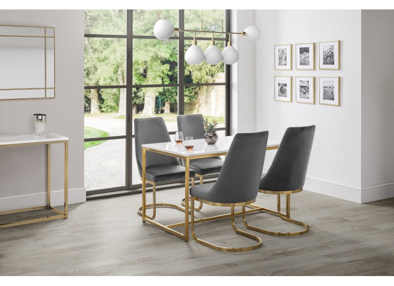 Scala White & Gold Dining Table