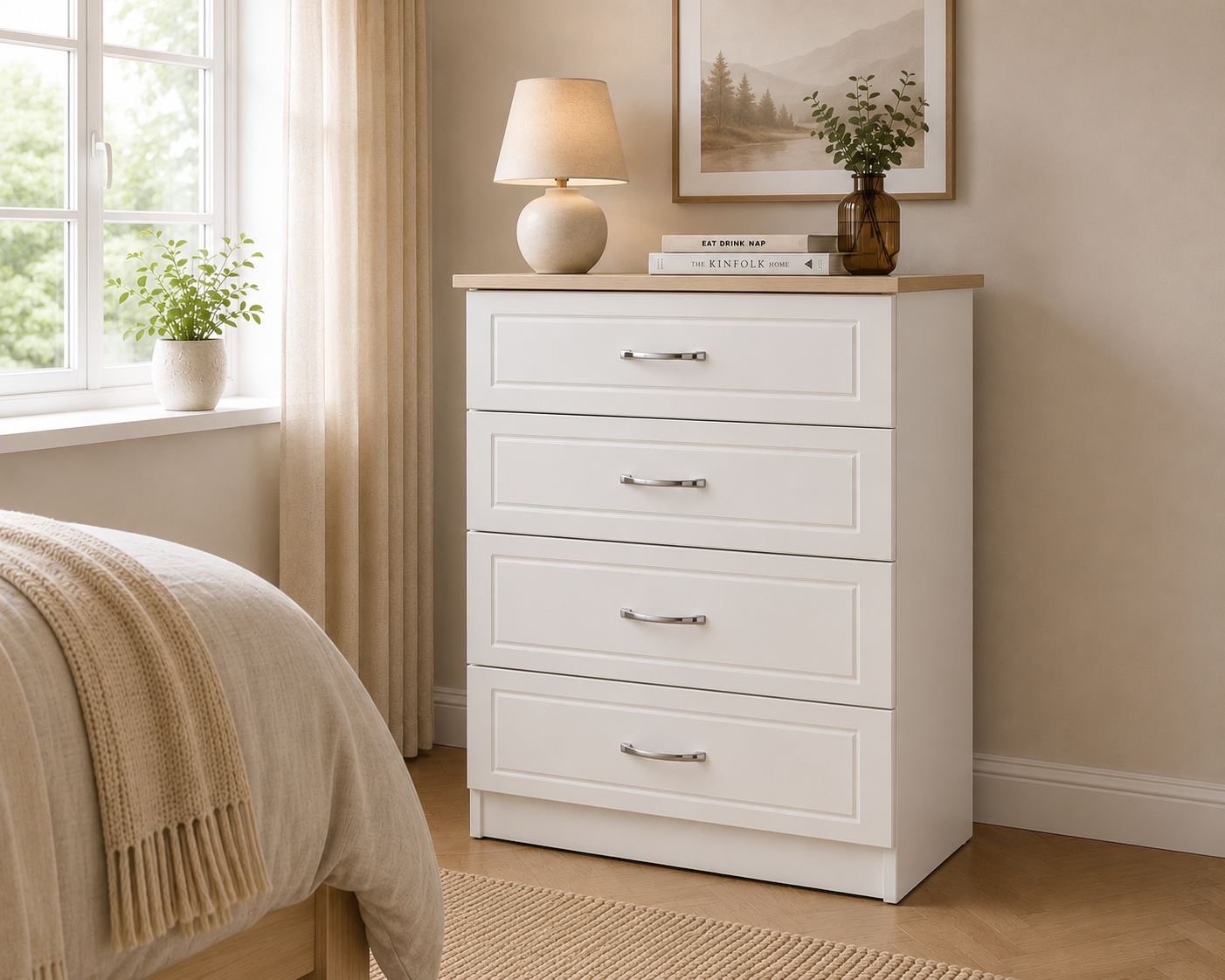 Shannon Grey & Oak Four Drawer Deep Chest