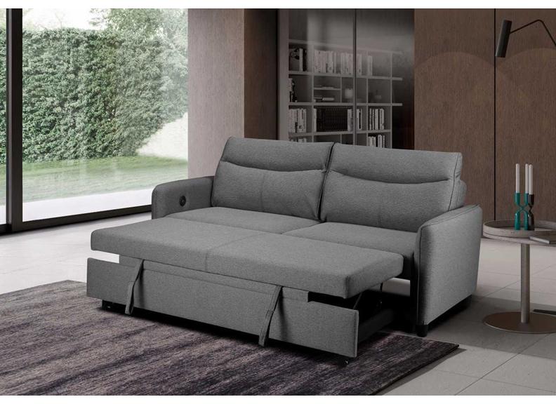 Sheila Grey Fabric Sofa Bed – Modern Compact Pull-Out Sleeper Couch