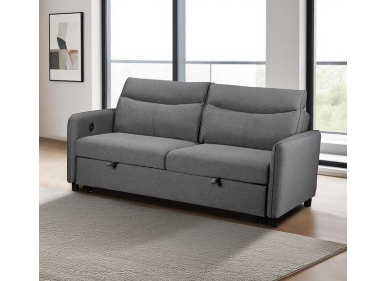 Sheila Grey Fabric Sofa Bed – Modern Compact Pull-Out Sleeper Couch