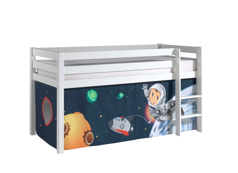 Pino White Mid-Sleeper W/Optional Curtain & Slide