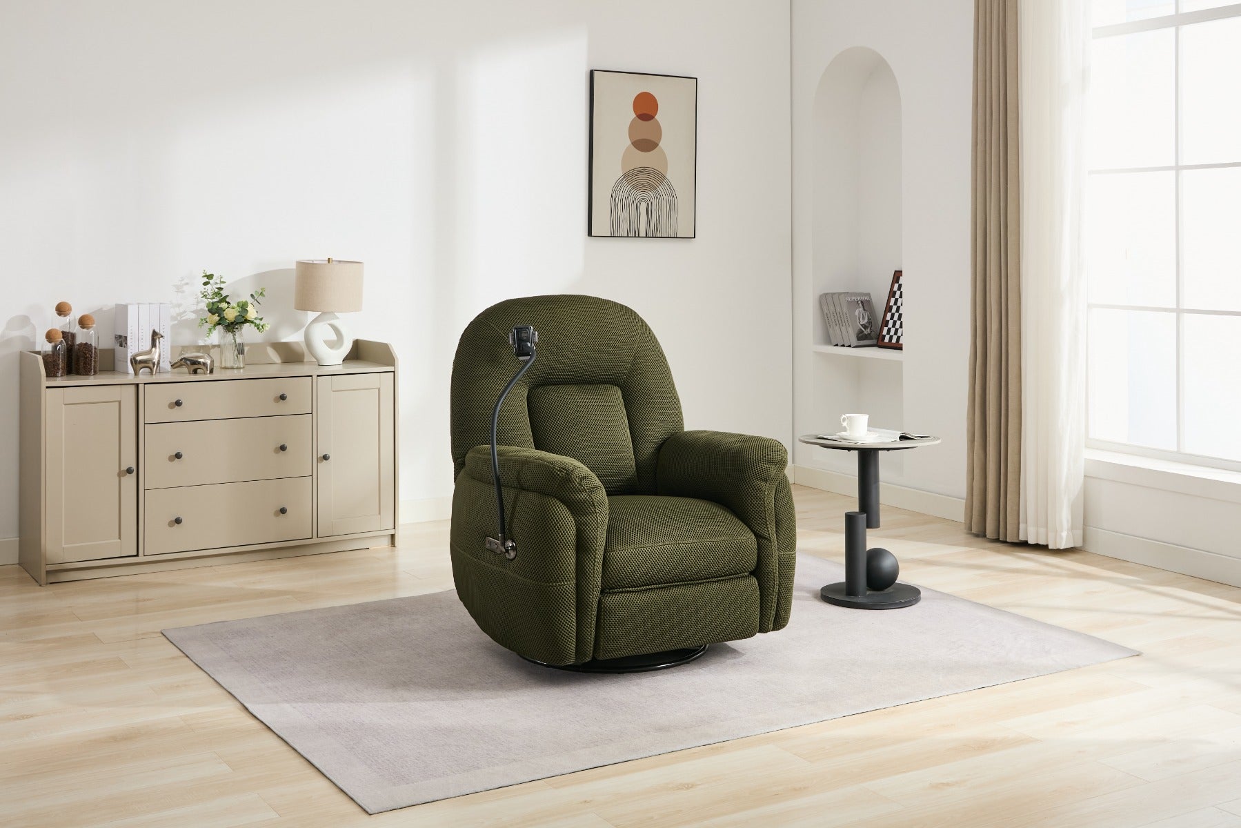 Sienna Reclining Chair with Phone Holder in Moss Green – Luxurious Comfort with Adjustable Recline | Free Nationwide Delivery by Homeline Furniture