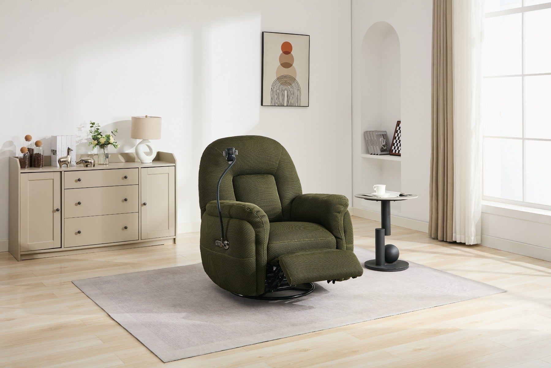 Sienna Reclining Chair with Phone Holder in Moss Green – Luxurious Comfort with Adjustable Recline | Free Nationwide Delivery by Homeline Furniture