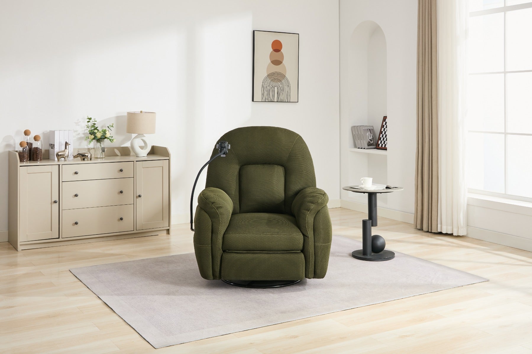 Sienna Reclining Chair with Phone Holder in Moss Green – Luxurious Comfort with Adjustable Recline | Free Nationwide Delivery by Homeline Furniture