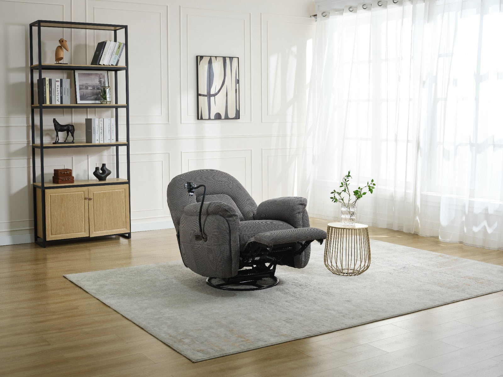 Sienna Reclining Chair with Phone Holder in Grey – Luxurious Comfort with Adjustable Recline | Free Nationwide Delivery by Homeline Furniture