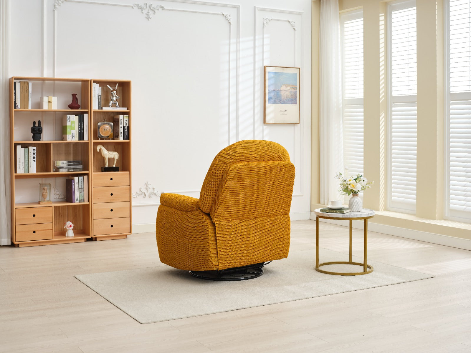 Sienna Reclining Chair with Phone Holder in Mustard – Luxurious Comfort with Adjustable Recline | Free Nationwide Delivery by Homeline Furniture