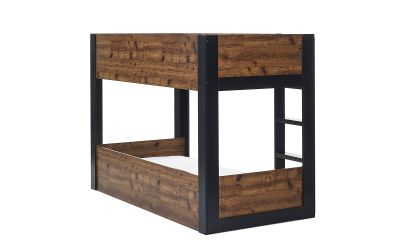 Solomon Bunk Bed - Rustic Wood & Black Finish with Glow-in-the-Dark Steps | Stylish & Safe