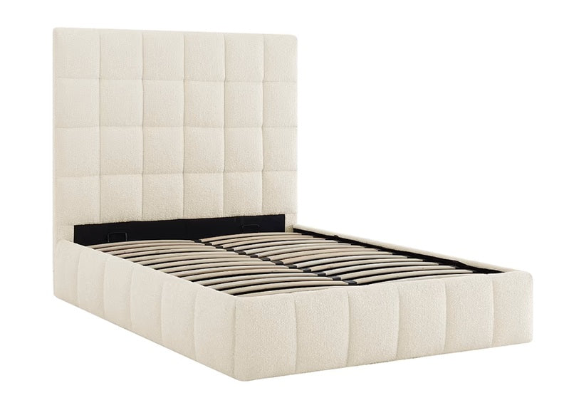 Chambly Ivory Fabric Storage Bed - closed