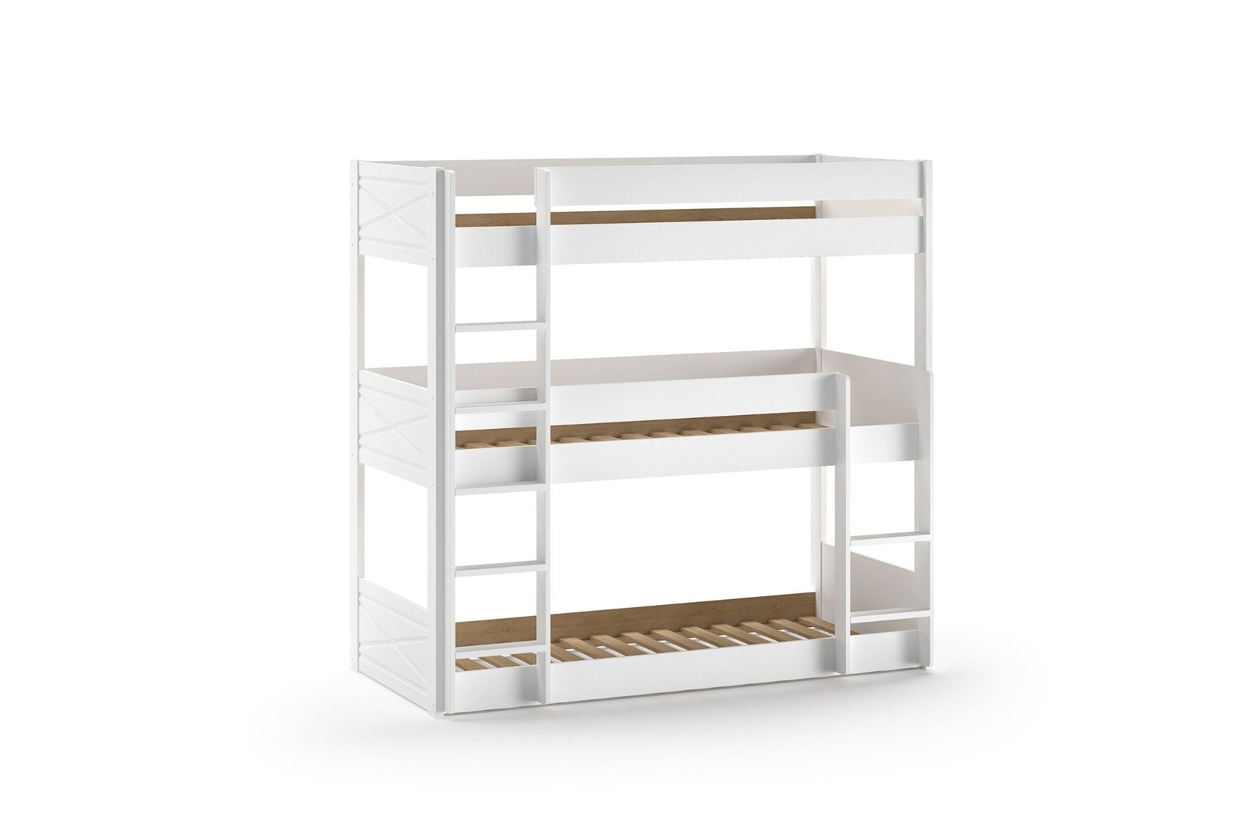 SCOTT Triple Bunk Bed 90 x 200 cm in White – Stylish FSC-Certified Pine