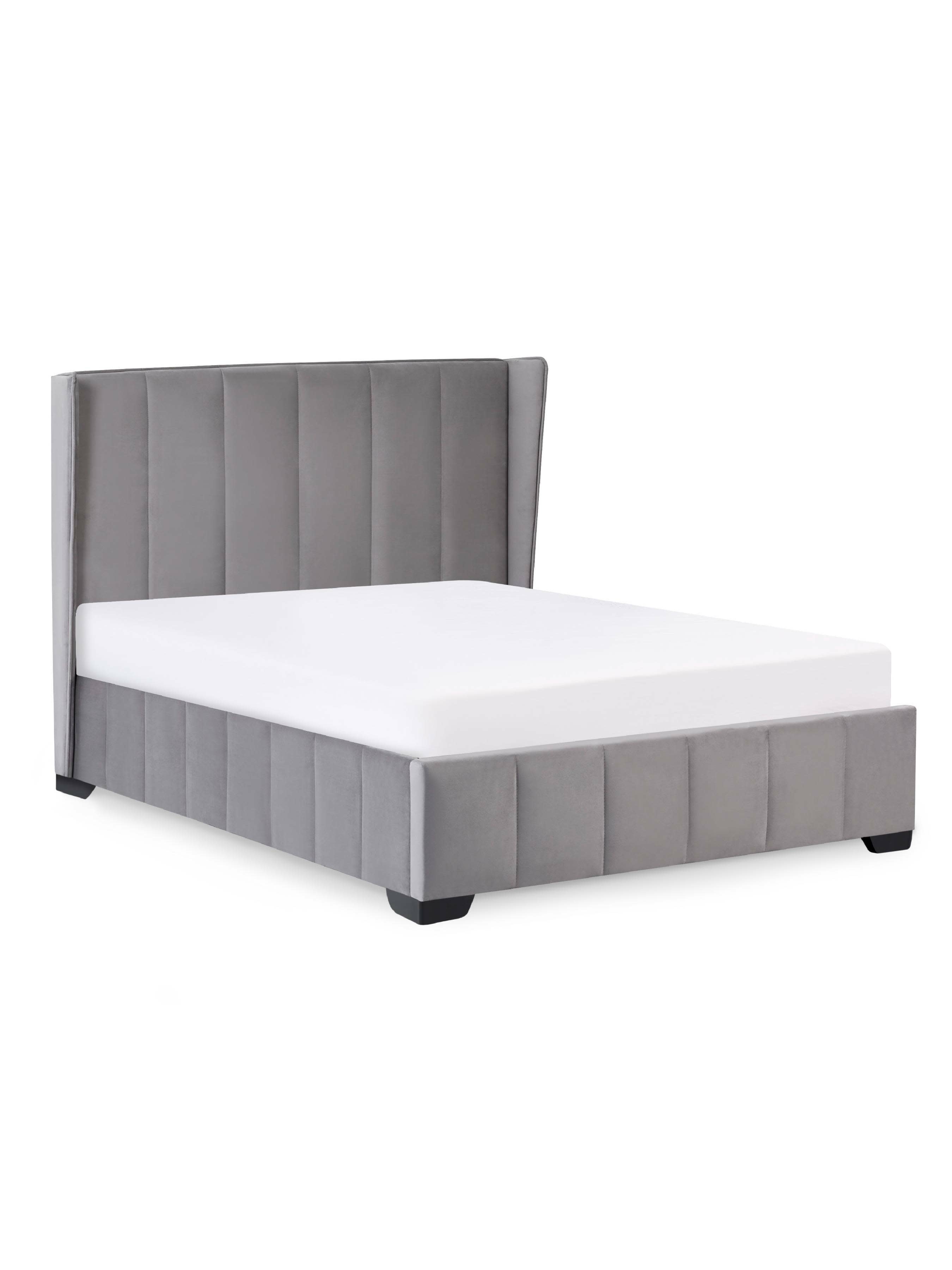 Katie Grey Velvet Upholstered 150cm Kingsize Bed