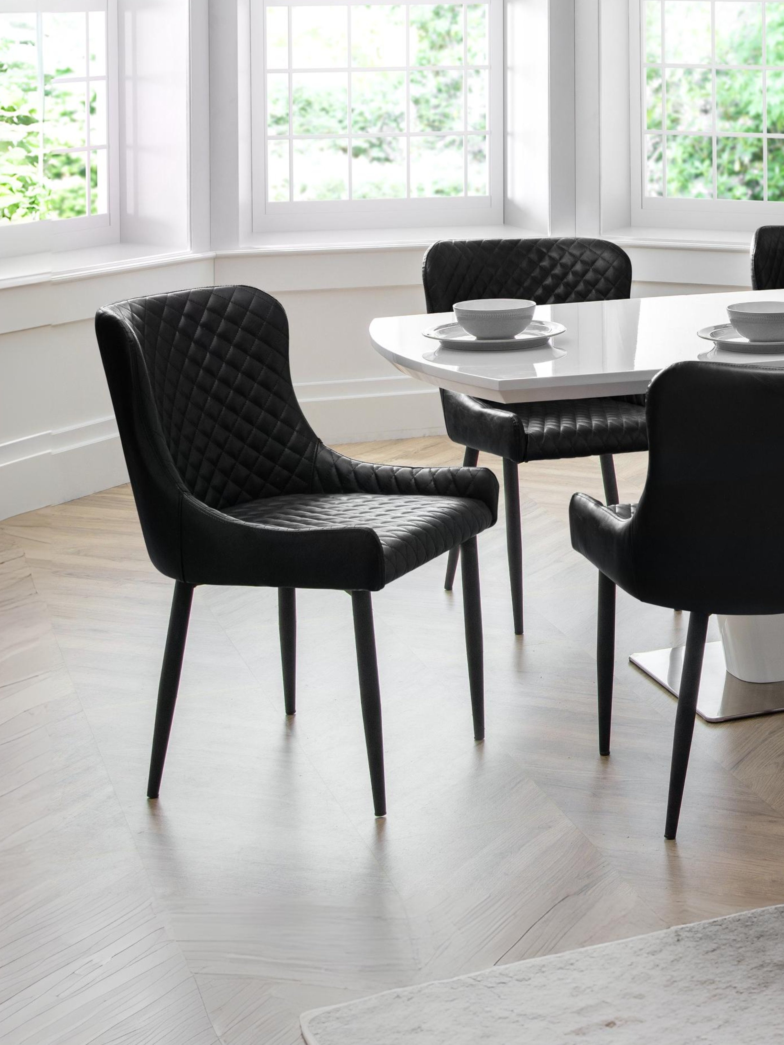 Set Of 2 Luxe Faux Leather Dining Chairs Black