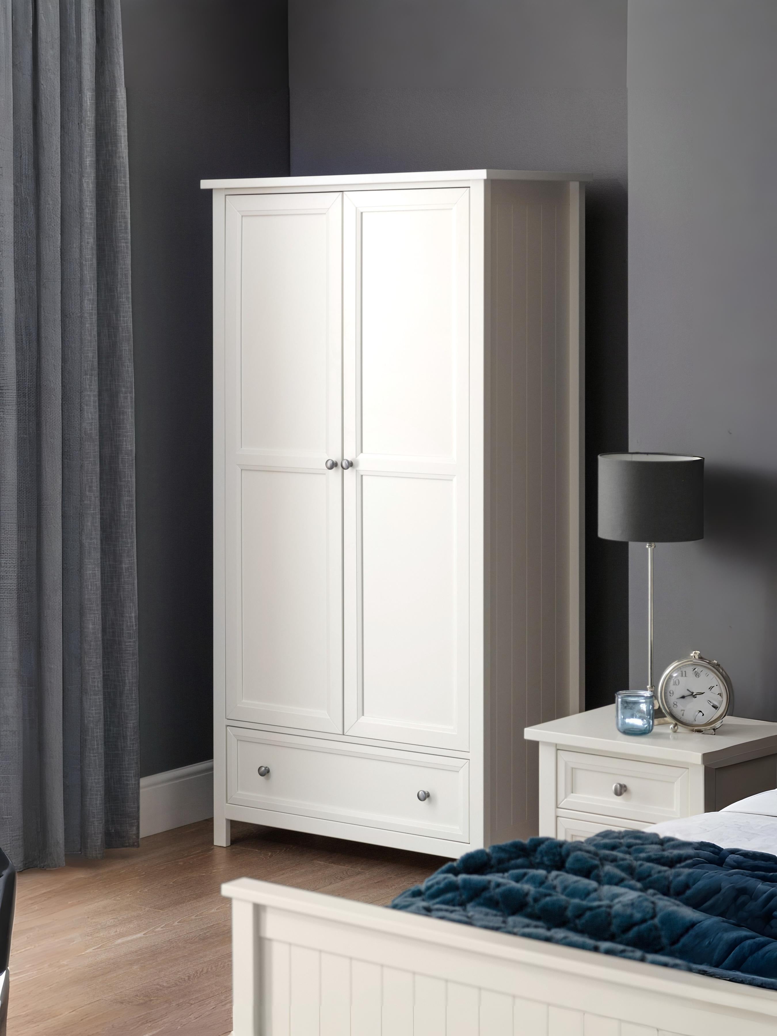 Maine 2 Door Combination Wardrobe - Surf White
