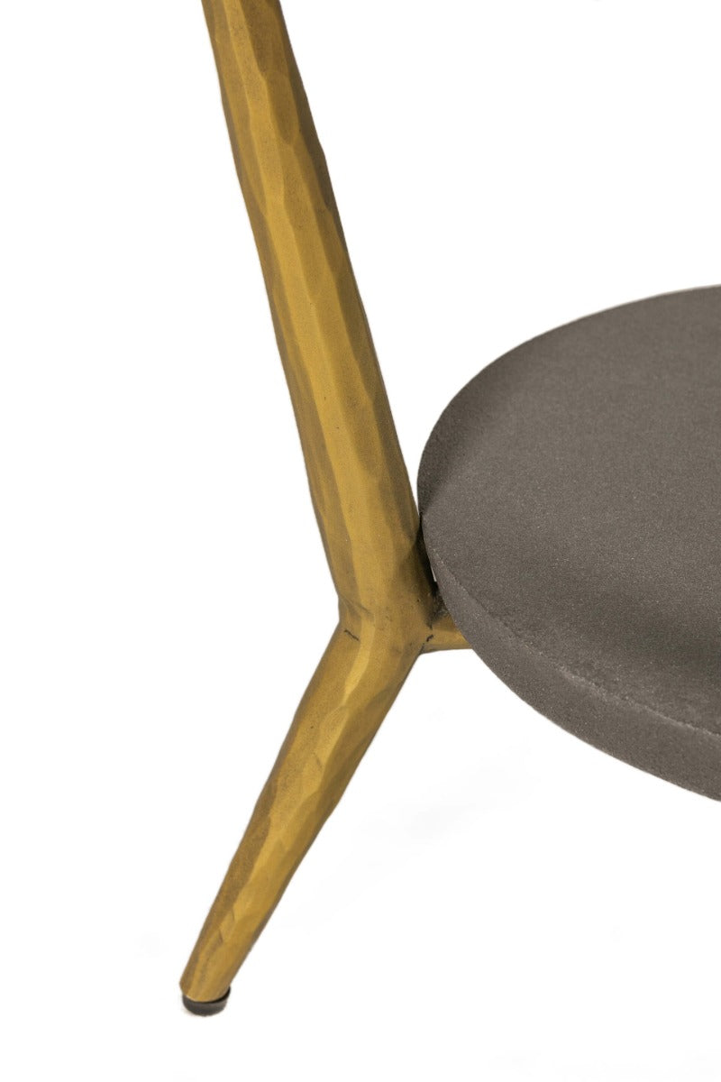 Tabitha Lamp Table in Grey – Industrial Chic Lamp Table with Hammered Metal Legs