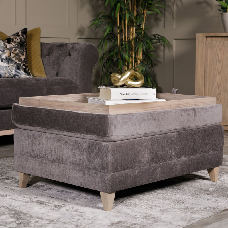 Tate Storage Ottoman- Grey