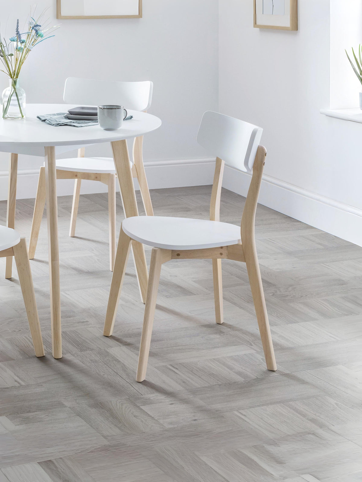 Set Of 2 Casa Dining Chairs White/Oak (oos)