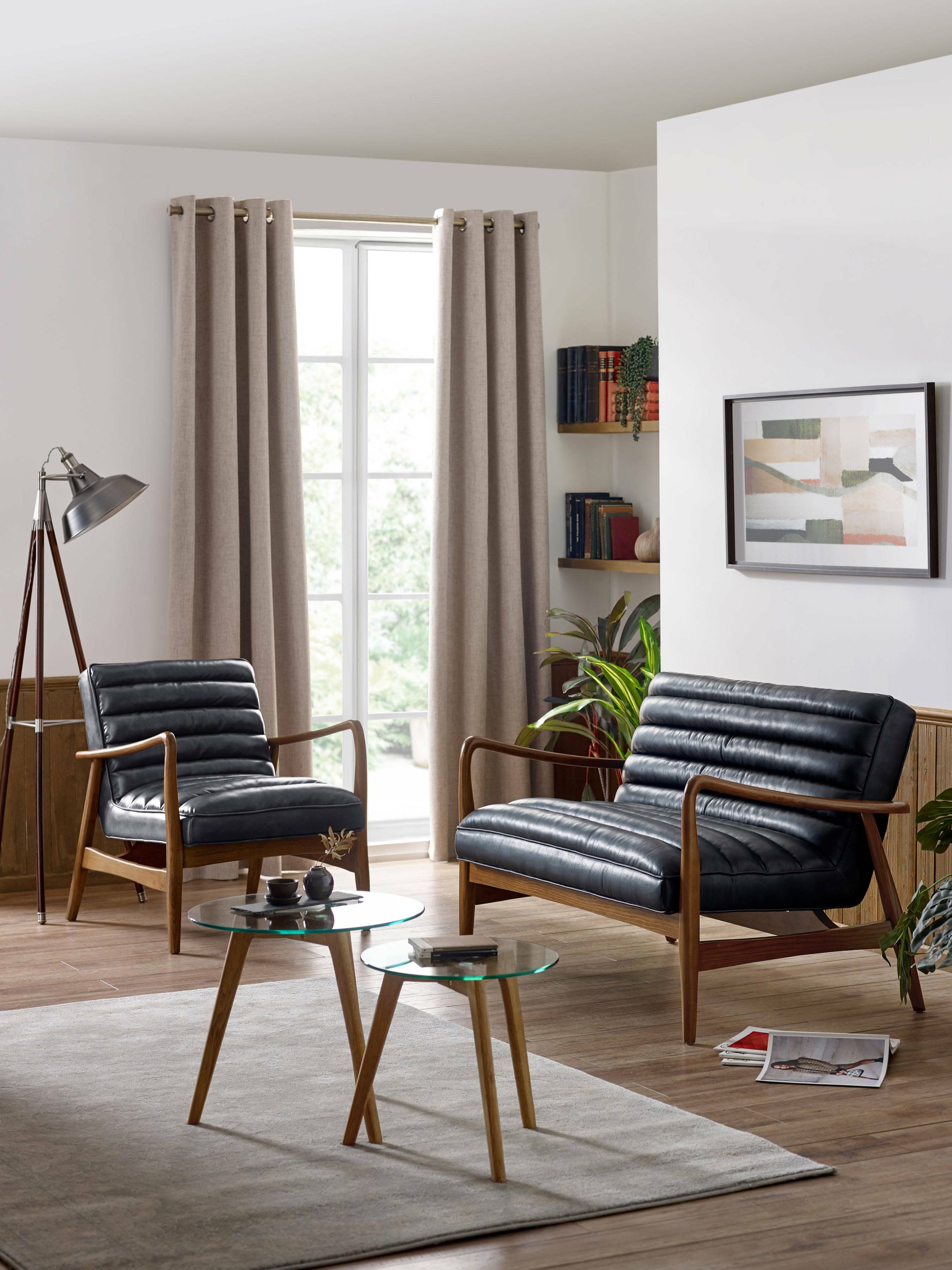 Marshall 2 Seater Sofa - Black Faux Leather