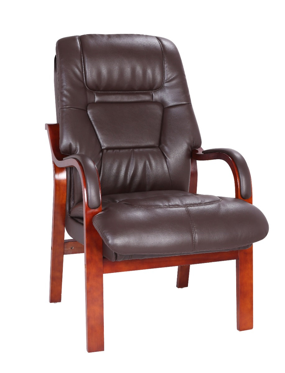 Vera Fireside Chair in Brown PU with Wooden Frame - Comfortable Fireside Chair with a Classic Look