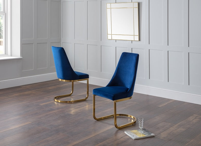 Set Of Two Vittoria Blue Velvet Chairs