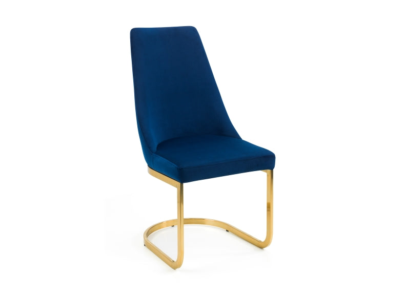 Set Of Two Vittoria Blue Velvet Chairs