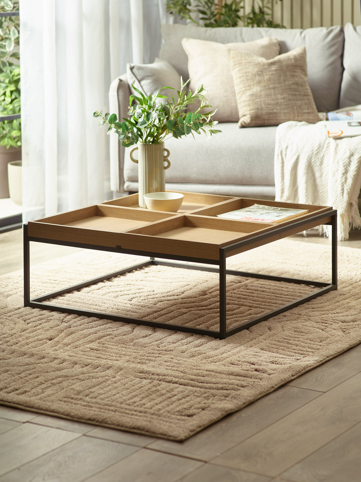 Ezra 83cm Square Tray Coffee Table