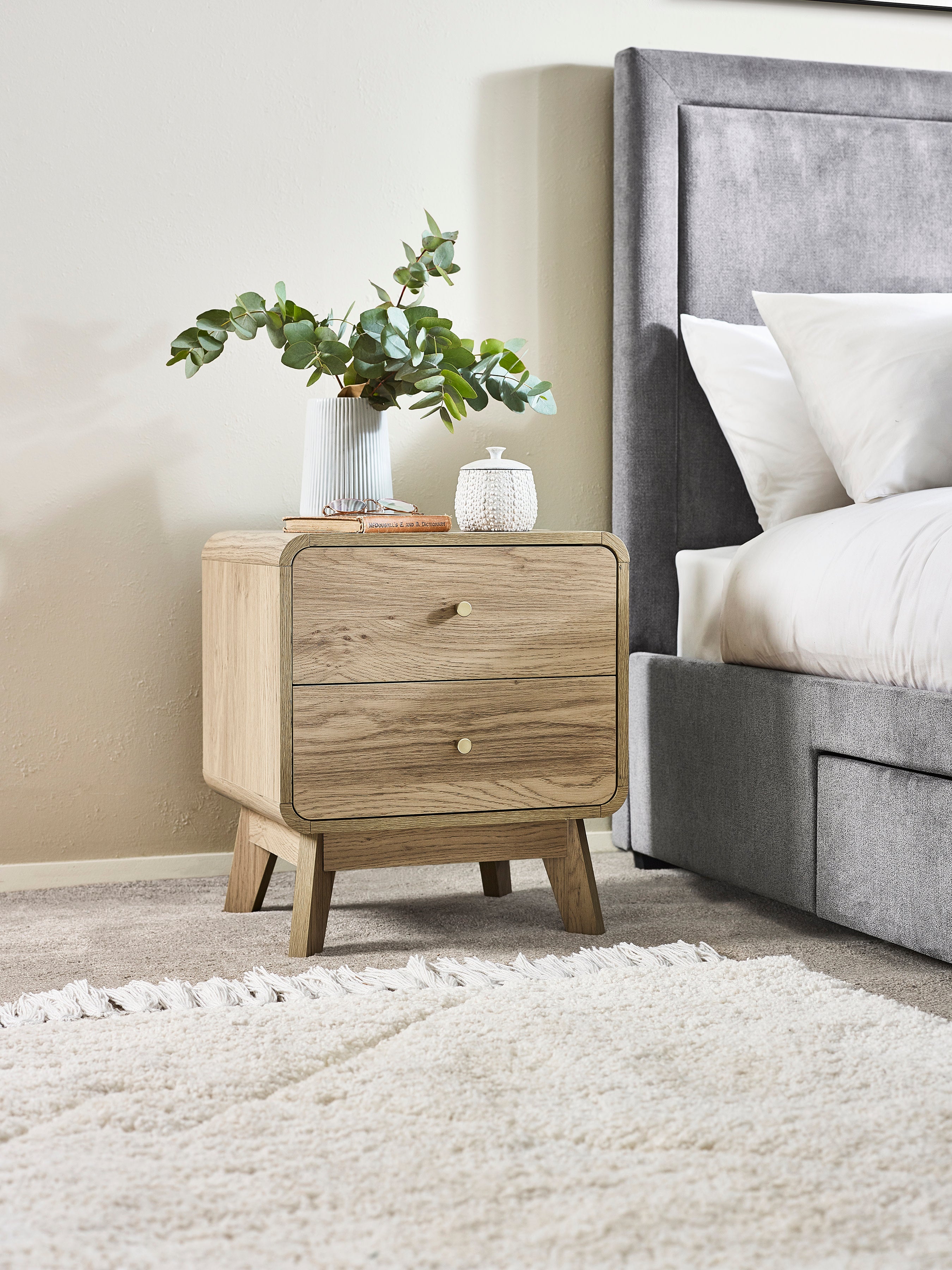 Ingrid 2 Drawer Bedside Oak