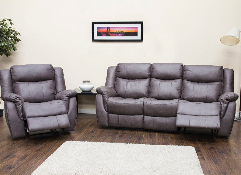 Walton Dark Grey Leatherette Two Seat Reclining Sofa