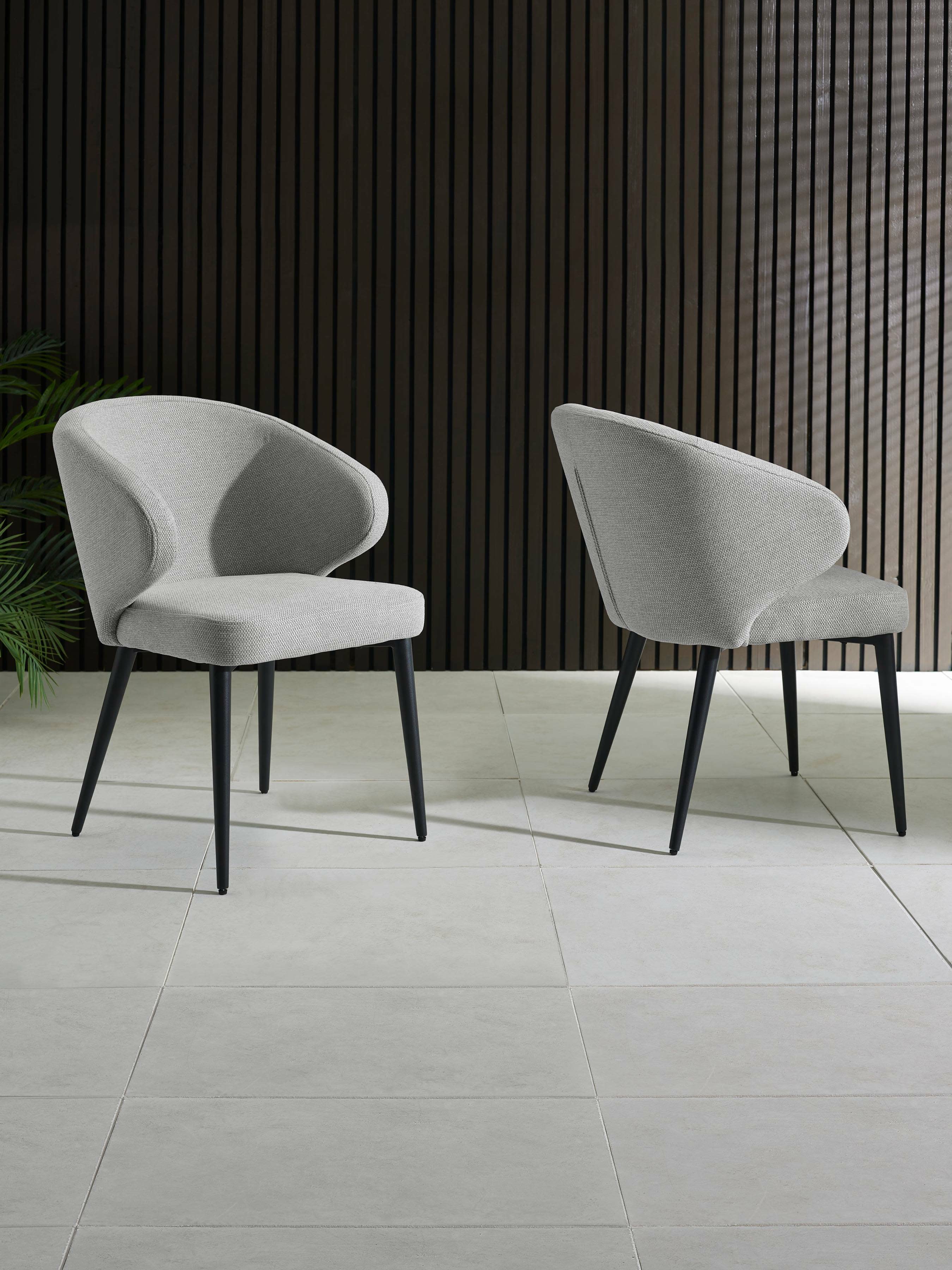 Set of 2 Marcus Light Grey Fabric Dining Chairs