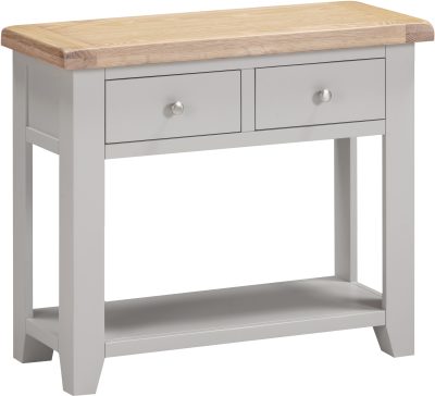 WINDSOR 2 DRAWER CONSOLE TABLE - PEBBLE GREY/OAK