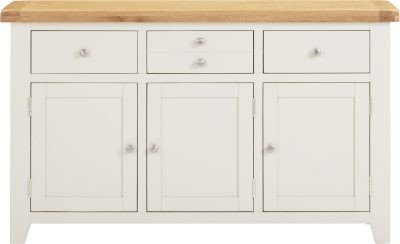 WINDSOR 3 DOOR 3 DRAWER SIDEBOARD - IVORY/OAK