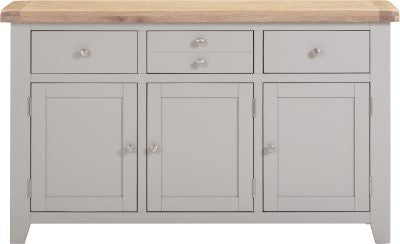 WINDSOR 3 DOOR 3 DRAWER SIDEBOARD - PEBBLE GREY/OAK