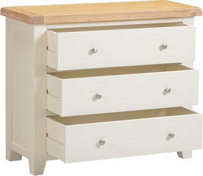 WINDSOR 3 DRAWER CHEST - IVORY/OAK
