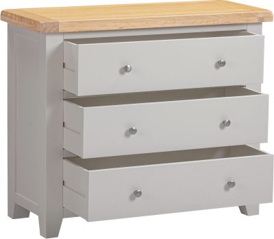 WINDSOR 3 DRAWER CHEST - PEBBLE GREY/OAK