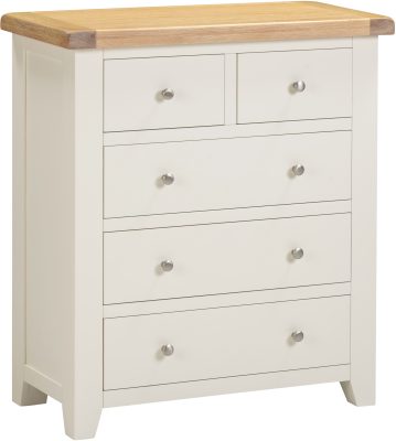 WINDSOR 3+2 DRAWER CHEST - IVORY/OAK (PRE-ORDER FOR AUGUST)