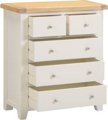 WINDSOR 3+2 DRAWER CHEST - IVORY/OAK