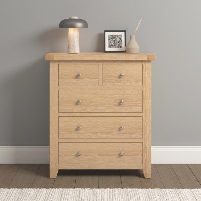 WINDSOR 3+2 DRAWER CHEST - NATURAL OAK