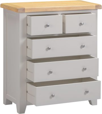 WINDSOR 3+2 DRAWER CHEST - PEBBLE GREY/OAK