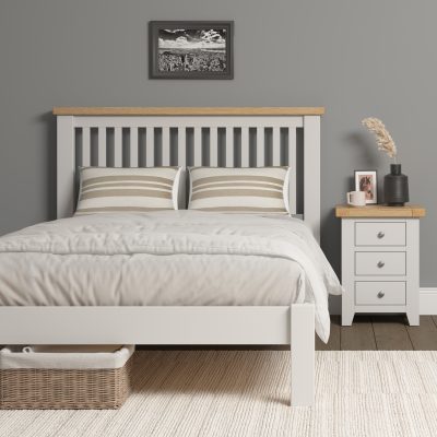 WINDSOR 4'6" LOW END BED - IVORY/OAK (PRE-ORDER FOR AUGUST)