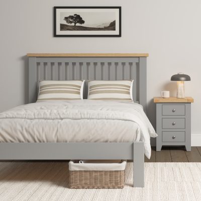 WINDSOR 4'6" LOW END BED - PEBBLE GREY/OAK (PRE-ORDER FOR AUGUST)