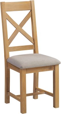 WINDSOR CROSS BACK DINING CHAIR (X2 PER BOX) - NATURAL OAK/OAT FABRIC